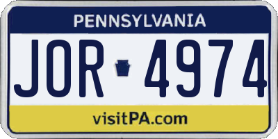 PA license plate JOR4974