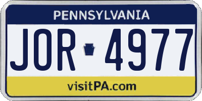 PA license plate JOR4977