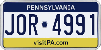 PA license plate JOR4991