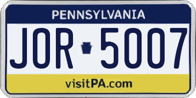 PA license plate JOR5007