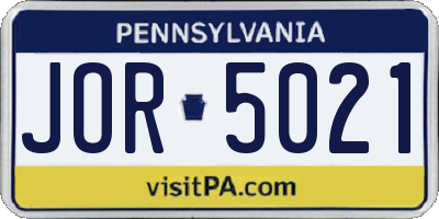 PA license plate JOR5021