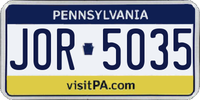 PA license plate JOR5035