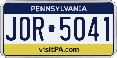 PA license plate JOR5041