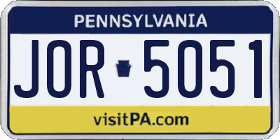 PA license plate JOR5051