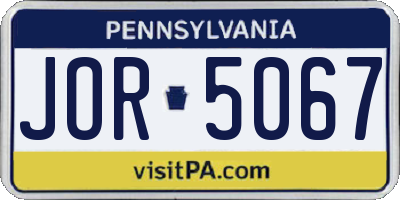 PA license plate JOR5067
