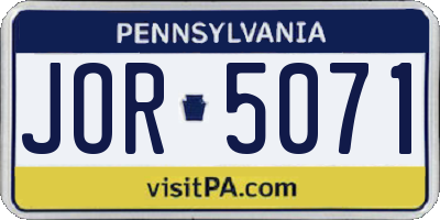 PA license plate JOR5071