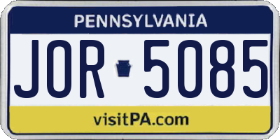 PA license plate JOR5085