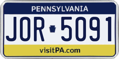 PA license plate JOR5091