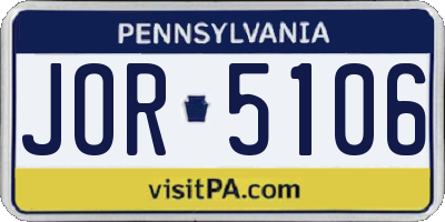PA license plate JOR5106