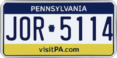 PA license plate JOR5114
