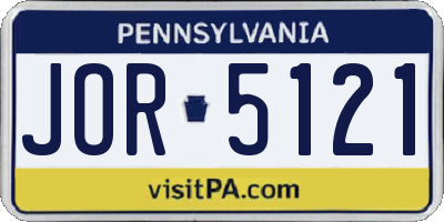 PA license plate JOR5121
