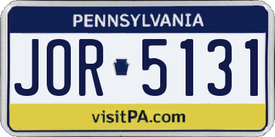 PA license plate JOR5131