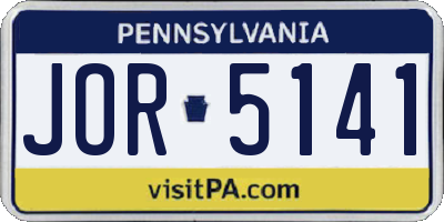 PA license plate JOR5141