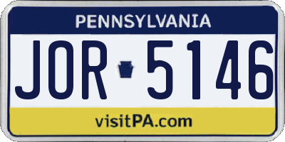 PA license plate JOR5146