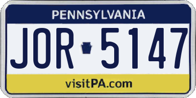 PA license plate JOR5147