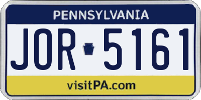 PA license plate JOR5161