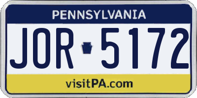 PA license plate JOR5172