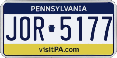PA license plate JOR5177