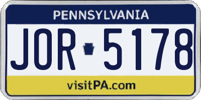 PA license plate JOR5178