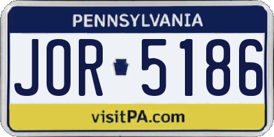 PA license plate JOR5186