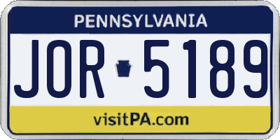PA license plate JOR5189