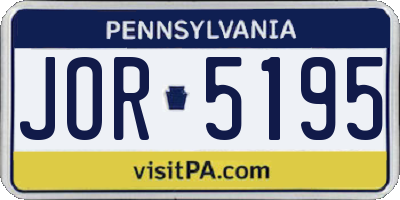 PA license plate JOR5195