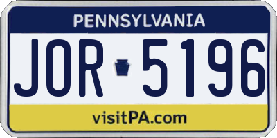 PA license plate JOR5196