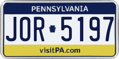 PA license plate JOR5197
