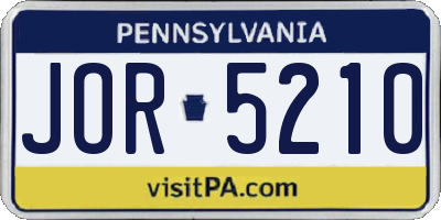 PA license plate JOR5210