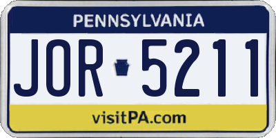 PA license plate JOR5211