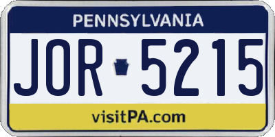 PA license plate JOR5215
