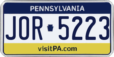 PA license plate JOR5223