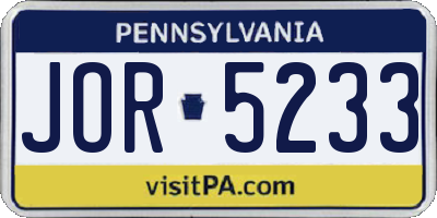 PA license plate JOR5233