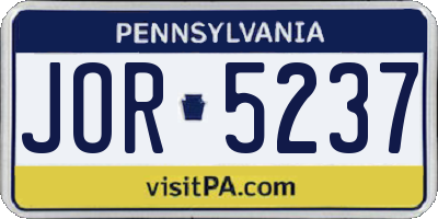 PA license plate JOR5237