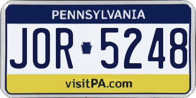 PA license plate JOR5248