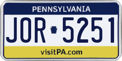 PA license plate JOR5251
