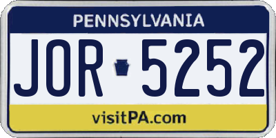 PA license plate JOR5252