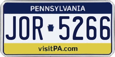 PA license plate JOR5266