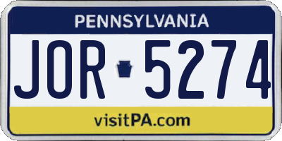 PA license plate JOR5274