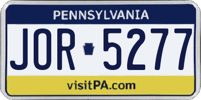 PA license plate JOR5277