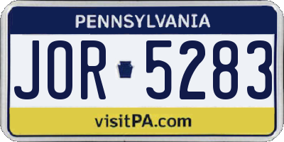 PA license plate JOR5283