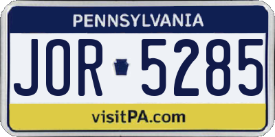 PA license plate JOR5285