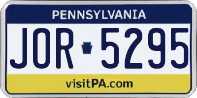 PA license plate JOR5295