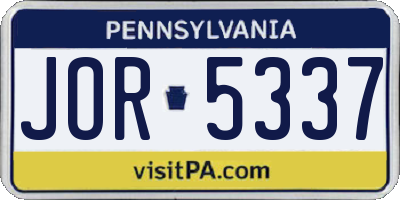 PA license plate JOR5337
