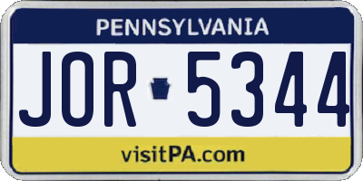 PA license plate JOR5344