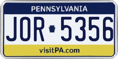 PA license plate JOR5356