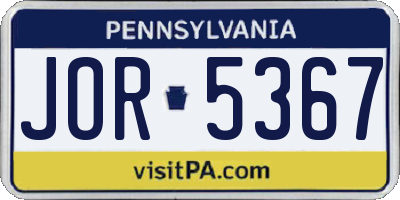 PA license plate JOR5367