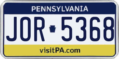 PA license plate JOR5368