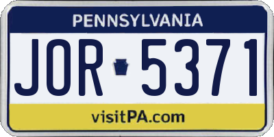 PA license plate JOR5371