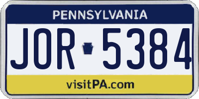PA license plate JOR5384